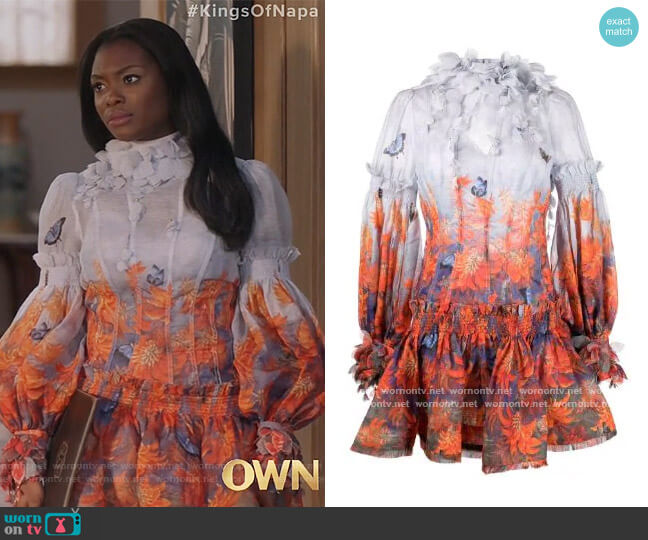 WornOnTV: August’s floral print ruffled dress on The Kings of Napa ...