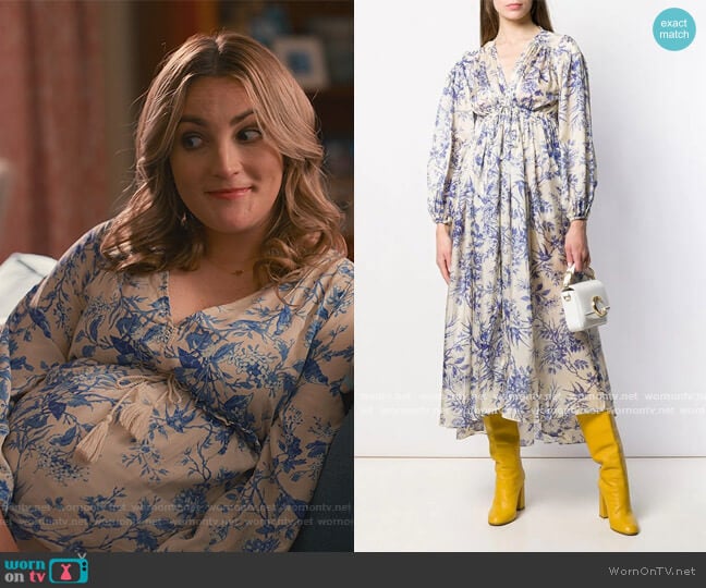 Verity Gathered Yoke Dress by Zimmermann worn by Noreen Fitzgibbons (Jamie Lynn Spears) on Sweet Magnolias