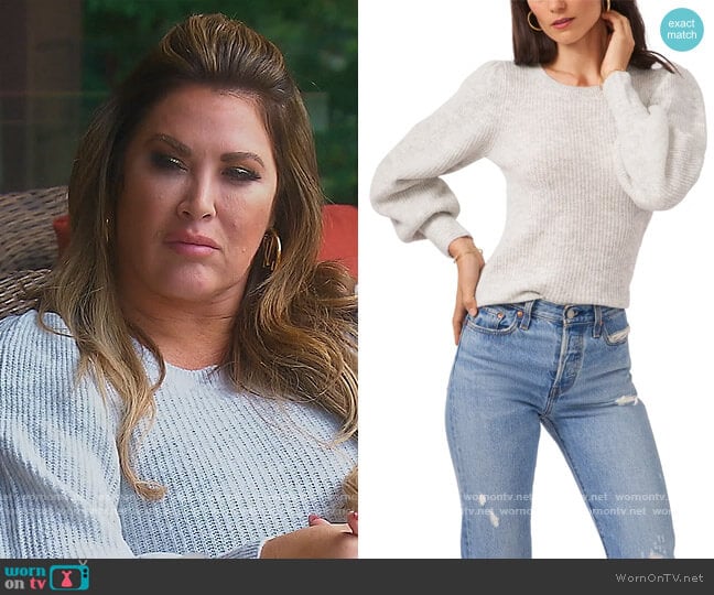 Balloon Sleeve Sweater by 1.State worn by Emily Simpson on The Real Housewives of Orange County