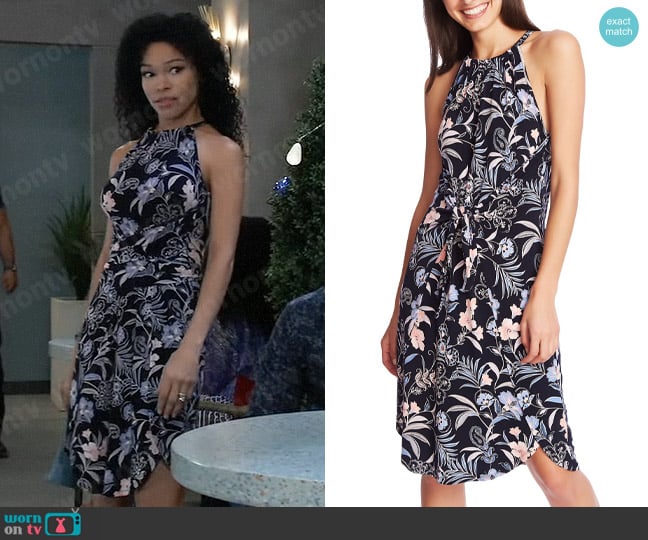 1. State Halter Cocktail Dress worn by Portia Robinson (Brook Kerr) on General Hospital