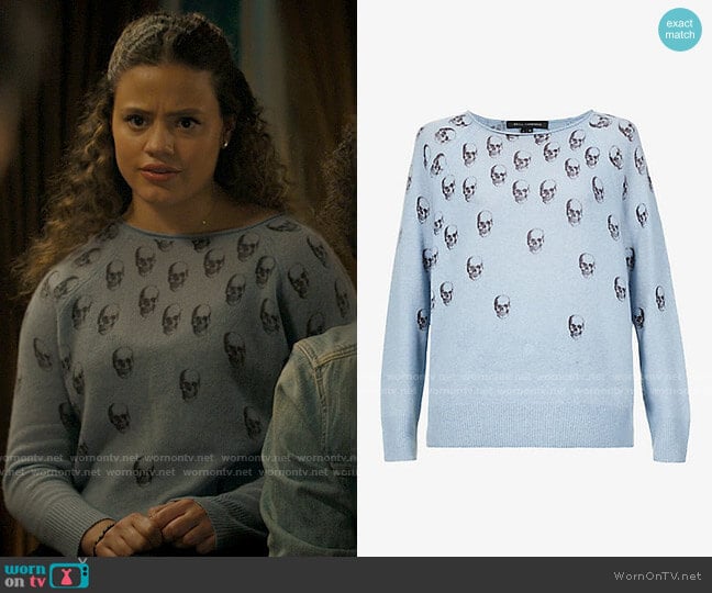 360 Cashmere Skull Detail Sweater worn by Maggie Vera (Sarah Jeffery) on Charmed