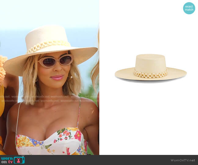Tulipan Beaded Hat by Artesano worn by Nicole Martin  on The Real Housewives of Miami