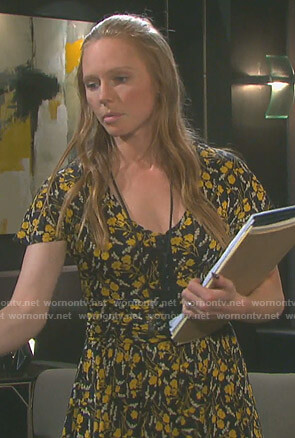Abigail's black and yellow floral dress on Days of our Lives