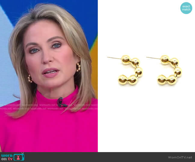 Gold Bola Hoops by Accessory Concierge worn by Amy Robach on Good Morning America