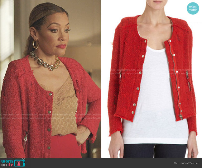WornOnTV: Dominique’s red distressed tweed jacket on Dynasty | Michael ...