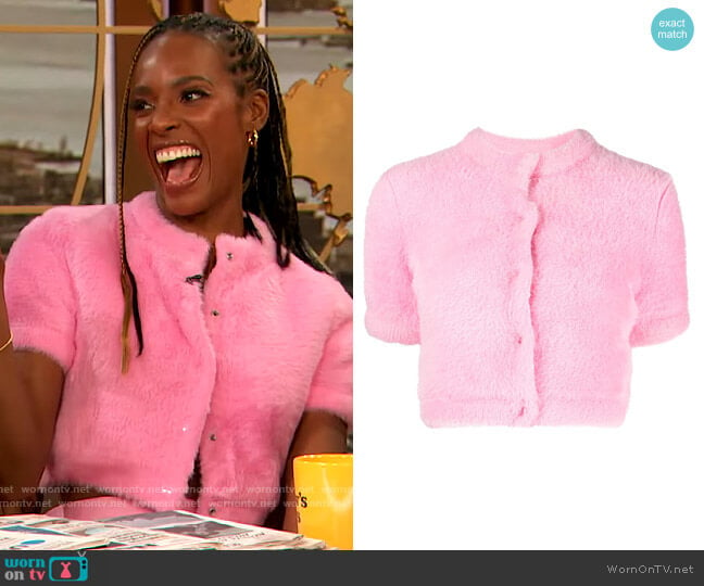 Textured Short-Sleeved Sweater by Alexander Wang worn by Zainab Johnson on The Drew Barrymore Show