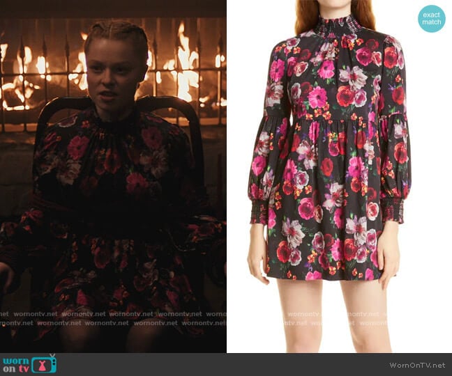 Thea Mock Neck Blouson Sleeve Babydoll Dress by Alice + Olivia worn by Kyra Leroux on Riverdale