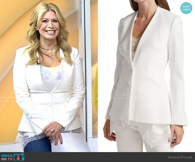 Allie Crepe Lace Trim Blazer by Jonathan Simkhai worn by Jill Martin on Today