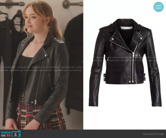 Ashville Leather Moto Jacket by Iro worn by Kirby Anders (Maddison Brown) on Dynasty