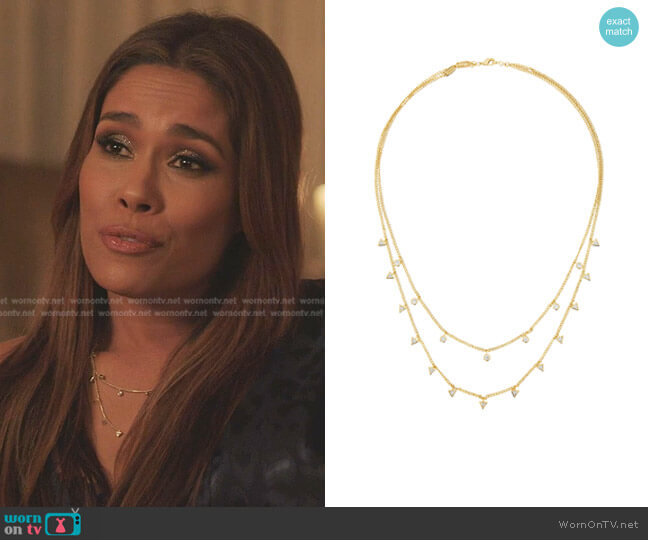 Marguerite Layered Crystal Necklace by Bonheur Jewelry worn by Rita (Daniella Alonso) on Dynasty