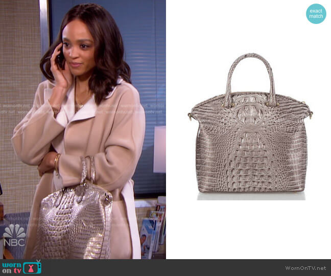 Large Duxbury Croc Embossed Leather Satchel by Brahmin worn by Lani Price (Sal Stowers) on Days of our Lives