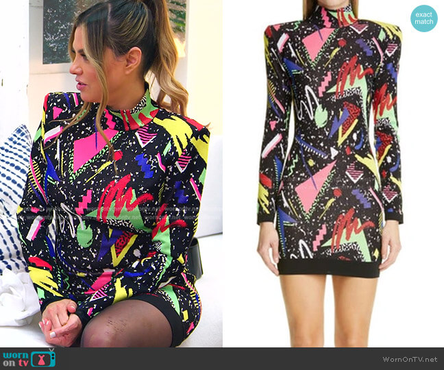 80s Jacquard Long Sleeve Mini Sweater Dress by Balmain worn by Adriana de Moura (Adriana de Moura) on The Real Housewives of Miami