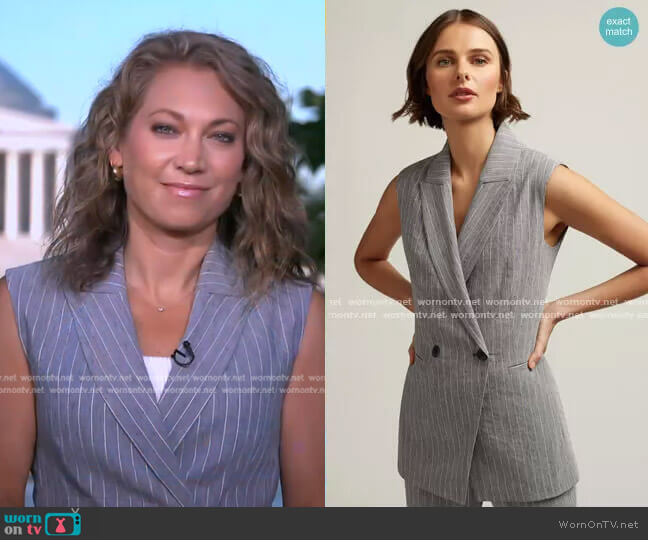 Belted Vest in Linen by Argent worn by Ginger Zee on Good Morning America
