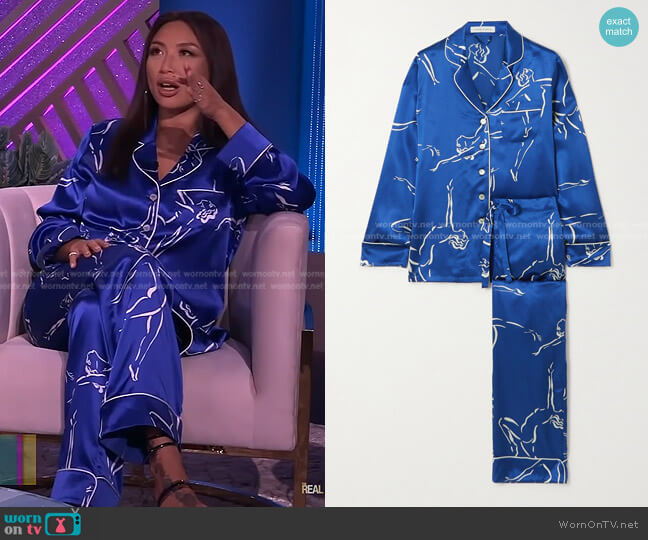 WornOnTV: Jeannie’s blue printed pajamas on The Real | Jeannie Mai ...