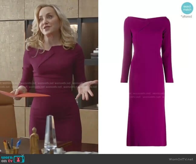 Boat Neck Fitted Dress by Roland Mouret worn by Marissa Morgan (Geneva Carr) on Bull