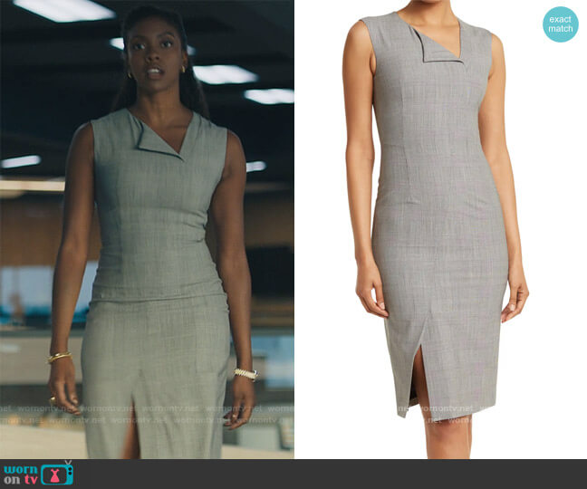 Dacelynne Plaid Sleeveless Sheath Dress by Hugo Boss worn by Kate Sacker (Condola Rashad) on Billions