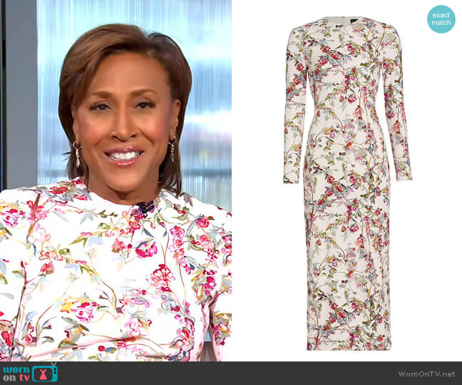 Floral & Leopard Jersey Dress by Brandon Maxwell worn by Robin Roberts on Good Morning America