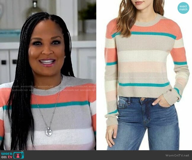 Multi-Colored Stripe Pullover by Cotton Emporium worn by Laila Ali on Today