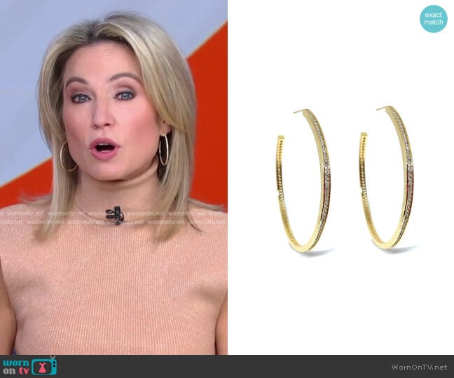 CZ Channel Set Hoops by Accessory Concierge worn by Amy Robach on Good Morning America