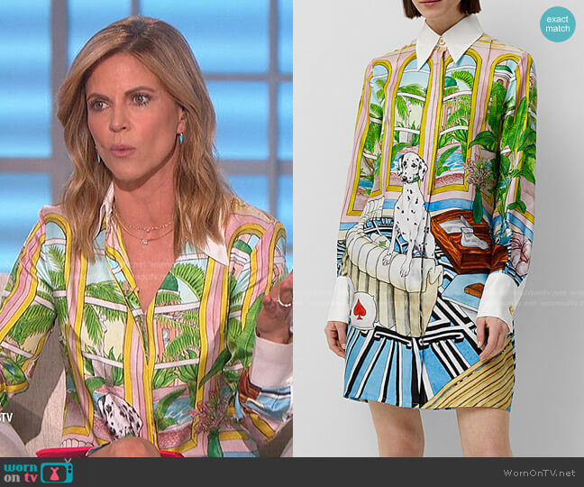 Casablanca Dream House Silk Shirt Dress worn by Natalie Morales on The Talk