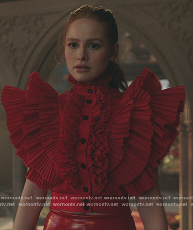 Cheryl's red ruffle high neck top on Riverdale