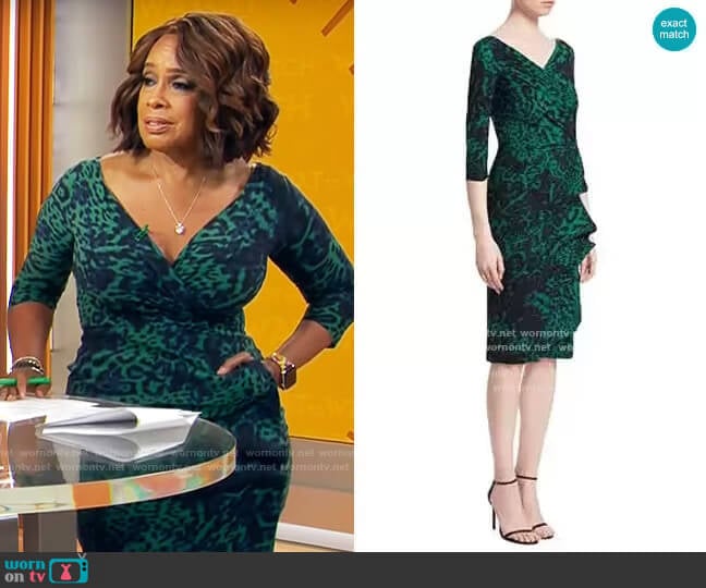 Chiara Boni La Petite Robe Florien Dress in Jungle Fever worn by Gayle King on CBS Mornings