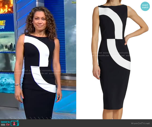 Monica Boatneck Cocktail Dress by Chiara Boni La Petite Robe worn by Ginger Zee on Good Morning America