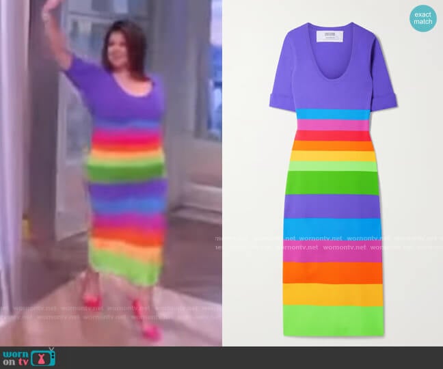 Striped jersey maxi dress by Christopher John Rogers worn by Ana Navarro on The View