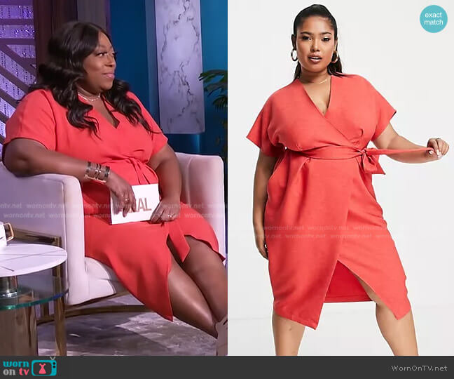 WornOnTV: Loni’s red short sleeve wrap dress on The Real | Loni Love ...