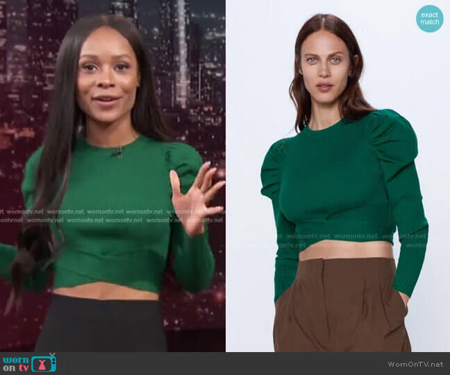 Cropped Ribbed Sweater by Zara worn by Zuri Hall  on Access Hollywood