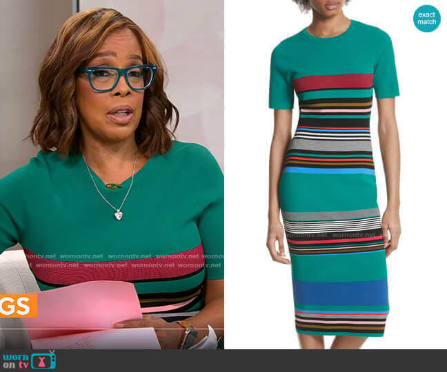 Diane von Furstenberg Crewneck Striped Knit Sweaterdress worn by Gayle King on CBS Mornings