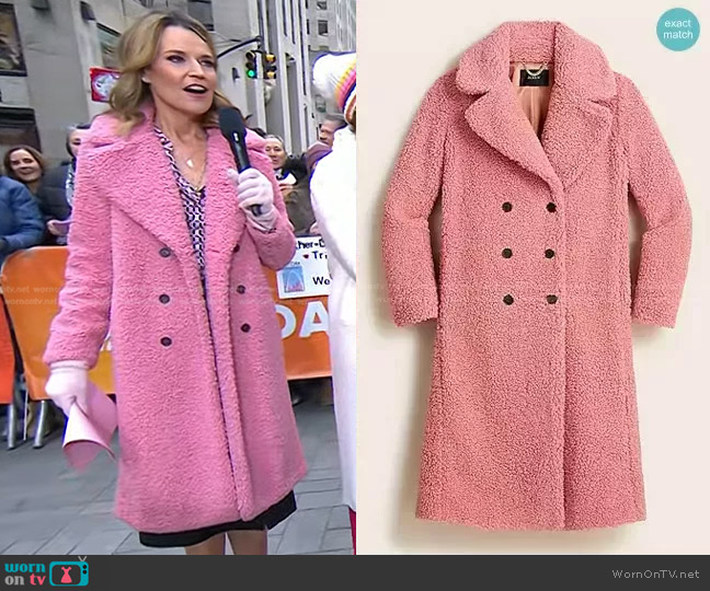 WornOnTV: Savannah’s pink double breasted teddy coat on Today ...