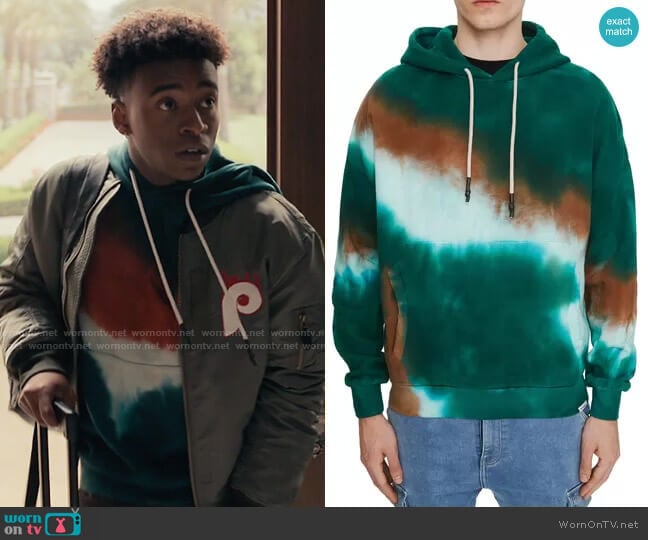 Eleven Paris Tie Dye Pullover Hoodie worn by Tray Melbert (Stevonte Hart) on Bel-Air