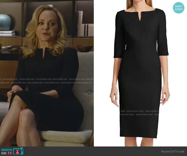 Etty Crepe Splitneck Sheath Dress by Roland Mouret worn by Marissa Morgan (Geneva Carr) on Bull