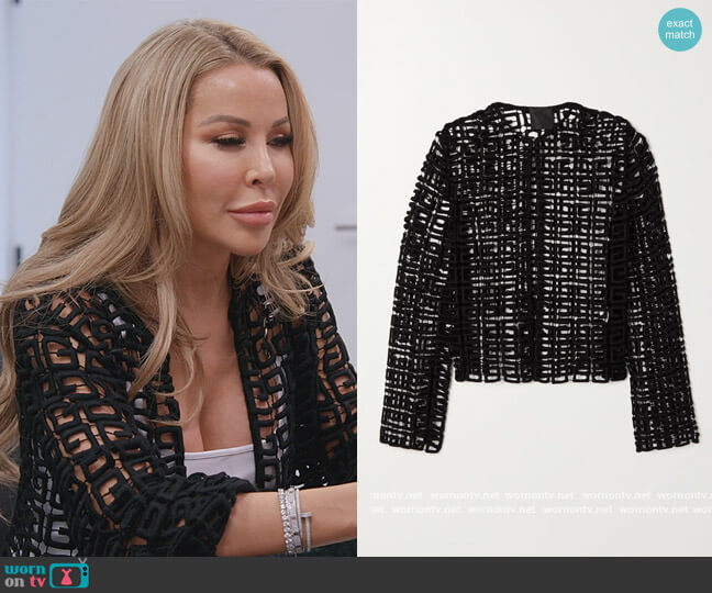 Wool-blend guipure lace jacket by Givenchy worn by Lisa Hochstein (Lisa Hochstein) on The Real Housewives of Miami