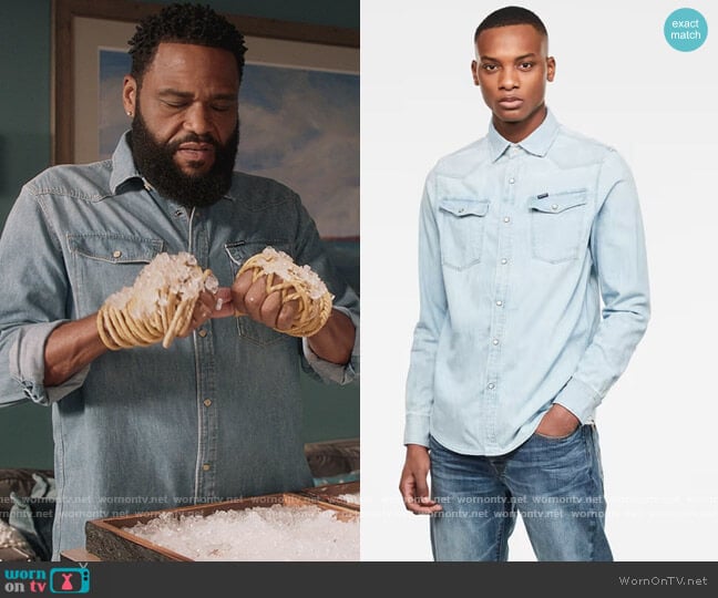 3301 Denim Shirt by G Star Raw worn by Andre Johnson (Anthony Anderson) on Black-ish