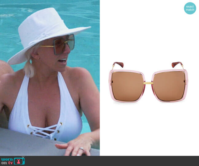 Fashion Inspired 60MM Oversized Square Sunglasses by Gucci worn by Margaret Josephs on The Real Housewives of New Jersey