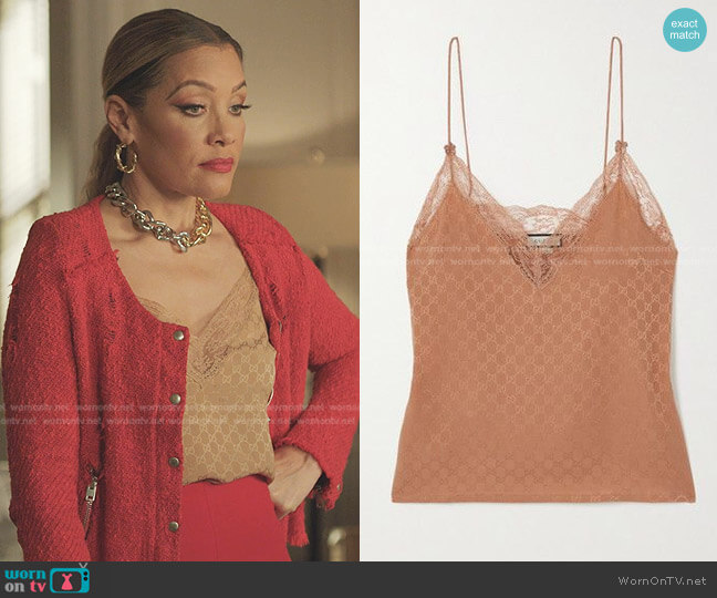 Lace-trimmed Silk-Jacquard Camisole by Gucci worn by Dominique Deveraux (Michael Michele) on Dynasty