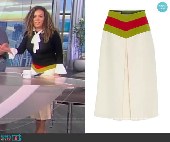 Web silk and wool midi skirt by Gucci worn by Sunny Hostin on The View