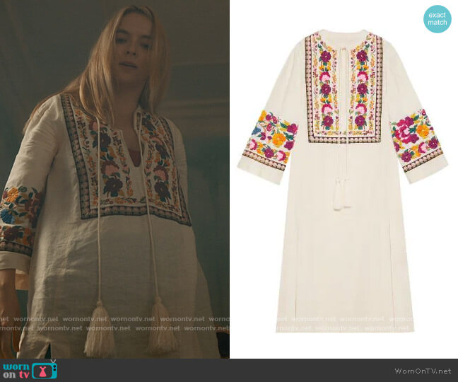 Floral Embroidered Kaftan by Gucci worn by Villanelle (Jodie Comer) on Killing Eve