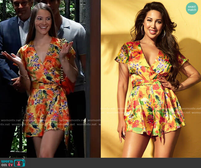 Summer Floral Romper by Guess by Marciano worn by Esme (Avery Kristen Pohl) on General Hospital