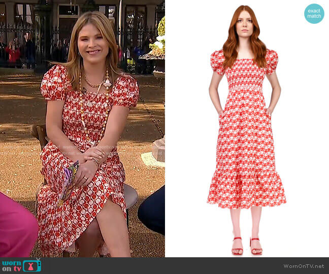 Cotton Smocked Fromer Dress by HVN worn by Jenna Bush Hager on Today