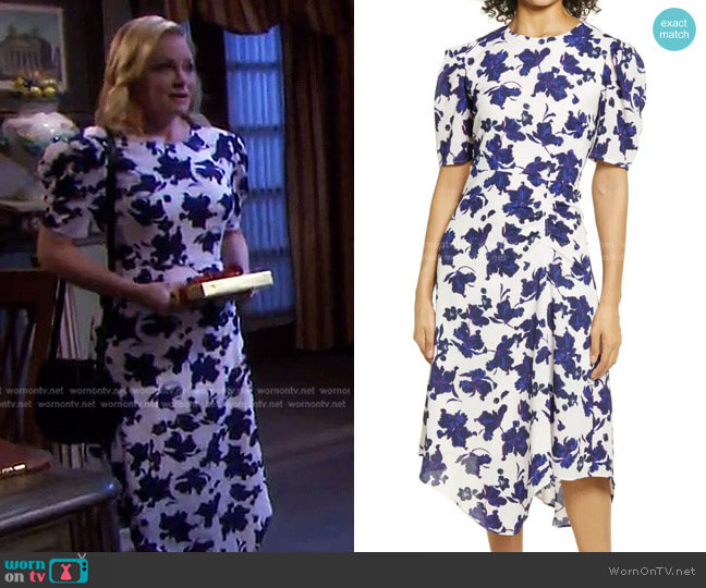 Short Sleeve Asymmetrical Midi Dress by Halogen worn by Belle Brady (Martha Madison) on Days of our Lives