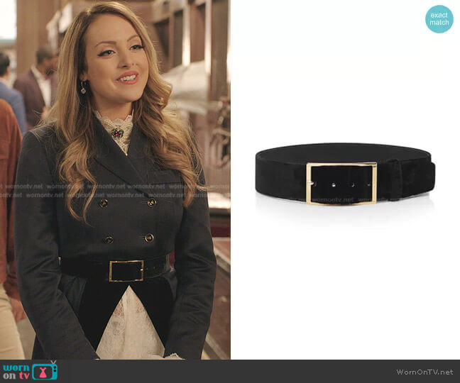 High Waist Velvet Belt by Elie Saab worn by Fallon Carrington (Elizabeth Gillies) on Dynasty