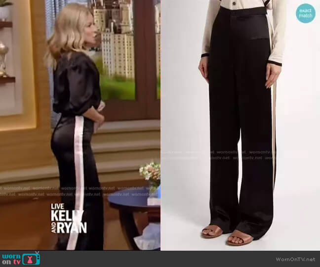 High-Waisted Satin Trousers by Lanvin worn by Kelly Ripa on Live with Kelly and Ryan
