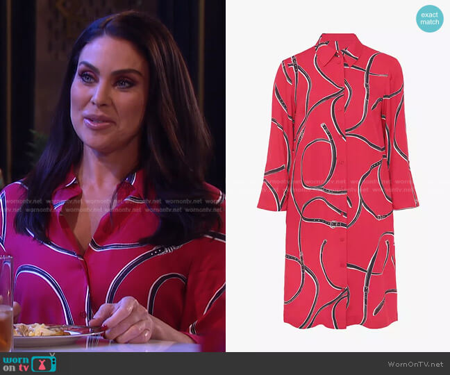 Belt Print Knee Length Tunic Dress by Hobbs worn by Chloe Lane (Nadia Bjorlin) on Days of our Lives