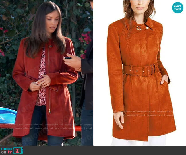 INC International Concepts Faux-Suede Trench Coat worn by Willow Tait (Katelyn MacMullen) on General Hospital