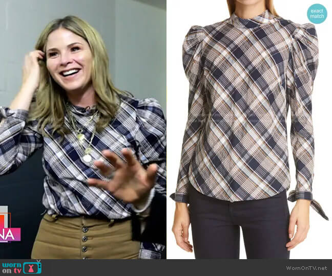 Isabel Plaid Top by Veronica Beard worn by Jenna Bush Hager on Today