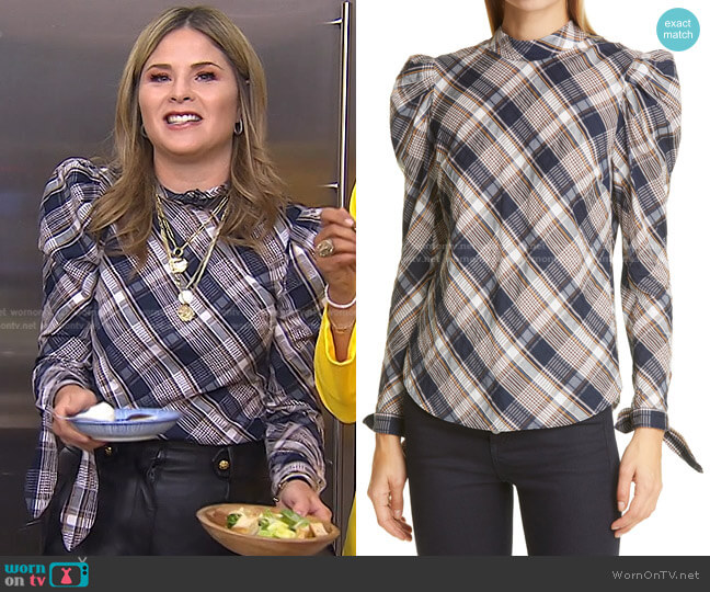 Isabel Plaid Top by Veronica Beard worn by Jenna Bush Hager on Today