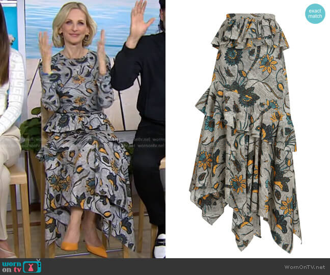Ivette Cotton Midi Skirt by Ulla Johnson worn by Marlee Matlin on Today